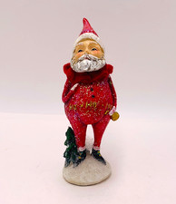 Vintage Inspired Primitive Folk Art Style Santa Resin Figurine 6.5" tall