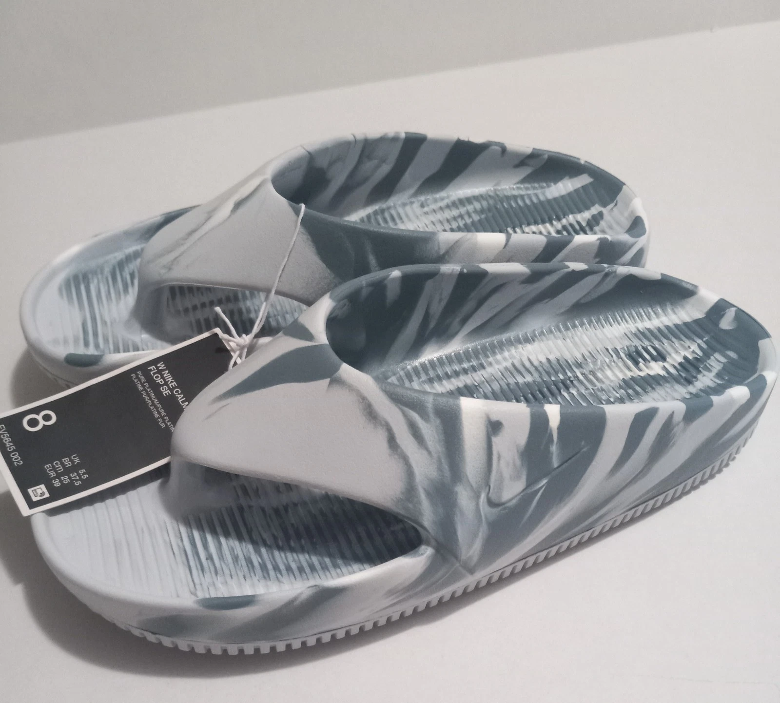 NIKE LINEA DONNA SANDALI INFRADITO CALM SLIDE GRIGIO MARMO TAGLIA 8