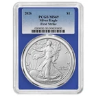 2026 $1 1-oz American Silver Eagle PCGS MS69 FS Blue Label Blue Frame