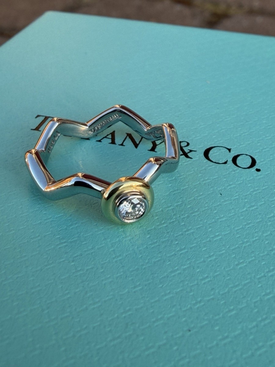 Tiffany & Co Platinum & 18K Gold Paloma Picasso Diamond Zig Zag