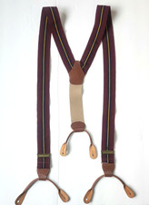 DOONEY BOURKE Gold Stripe Suspenders England 80s Wall Street Annie Hall Englnd