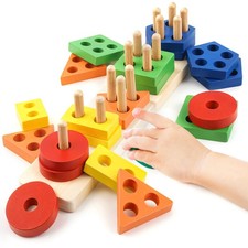 Montessori Toys for 1 2 3 Year Old Girls Boys, Wooden Sensory Toys for 1-3 Ye...