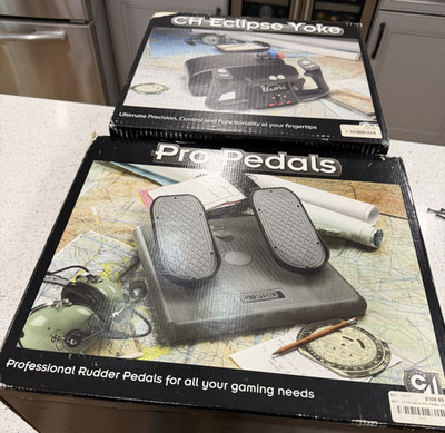 CH Products Eclipse Yoke + Pro Pedals Bundle - USB Flight Sim Set, Boxed