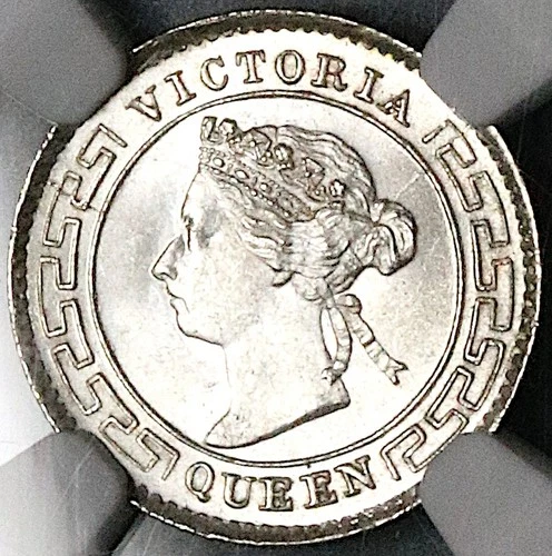 1893 NGC MS 66 Ceylon Victoria 10 Cents Britain Silver Coin Pop 5/0 (25071001C)