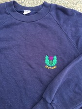 Vintage Scotland Sweatshirt 80s Thistle Logo Crewneck Navy Blue Retro Size Large