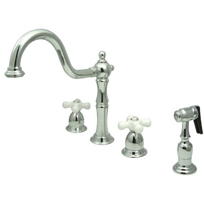 Kingston Brass Standard Kitchen Faucet 9.25'' 2-Handle w/ Side Sprayer Chrome