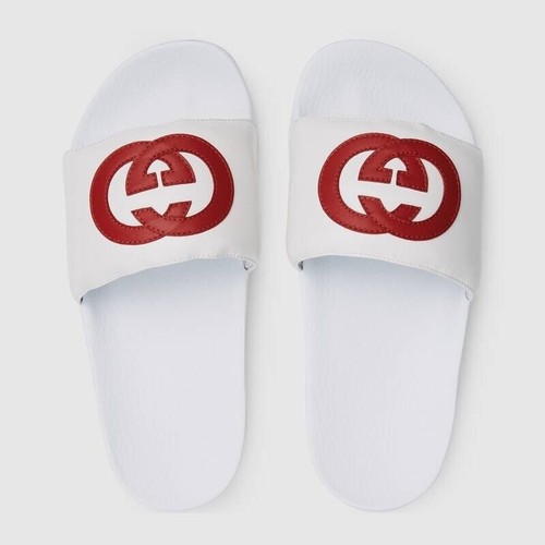Gucci Pursuit Slides White Red Nappa 