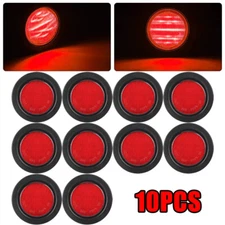 10x Round 2.5 Inch Red LED Side Marker Clearance Lights Waterproof Trailer Truck