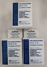 VISION-TECH Pre-Moistened WETS Cleaning Cloths 3 Boxes - 18 Per Box