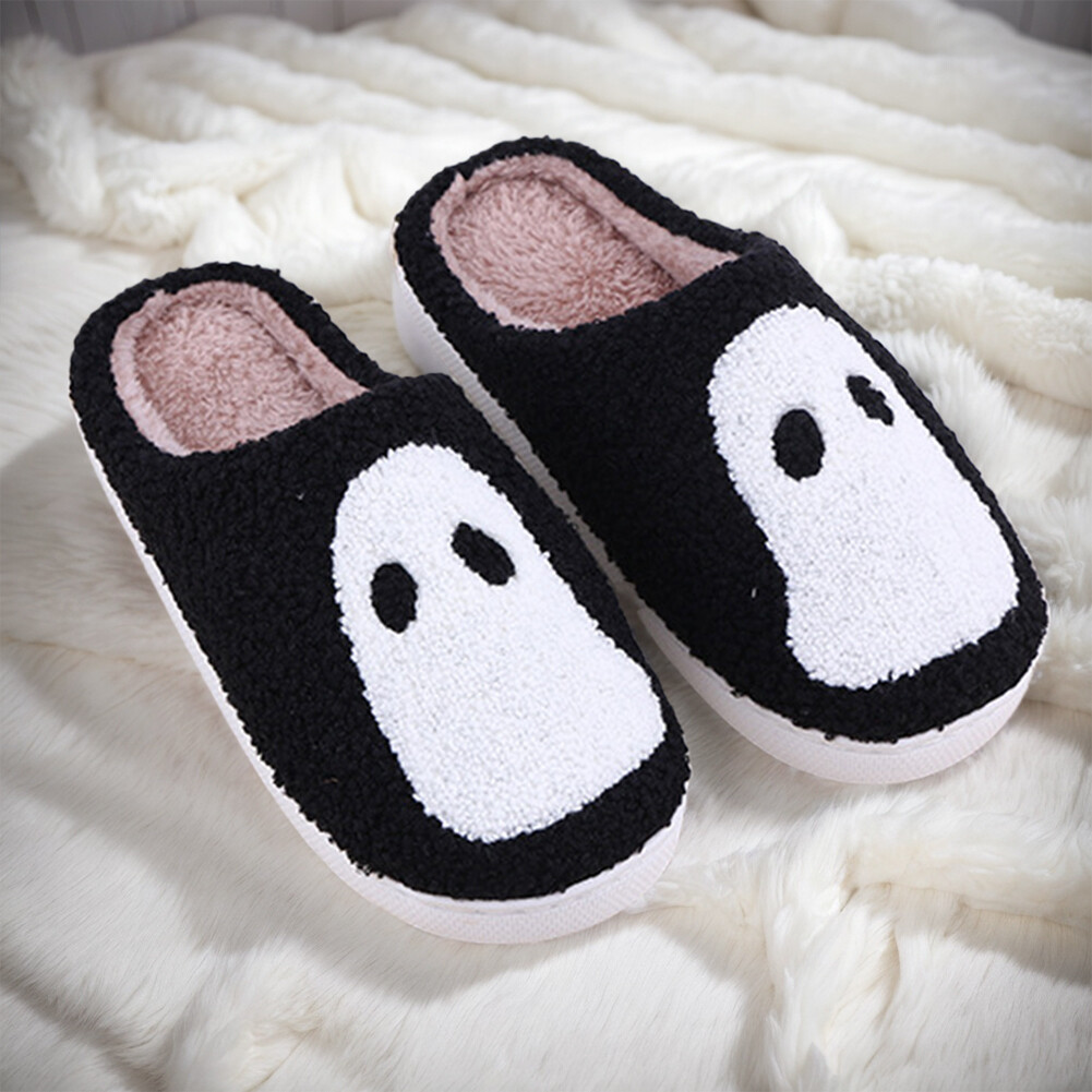 APL Halloween Fantasma Peluche Pantofole Morbide Pelose Ciabatte Spettrali per Uomo Donna