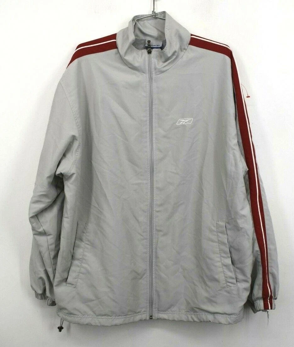 Reebok Mens Gray Jacket Stand Collar Front Zip Adjustable Stretch Waist L - product detail image 1