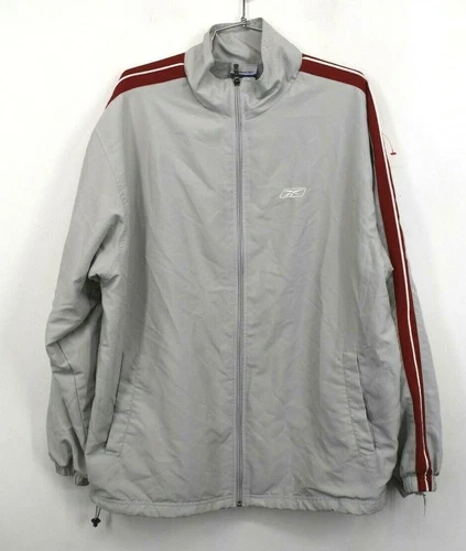 Reebok Mens Gray Jacket Stand Collar Front Zip Adjustable Stretch Waist L - product listing photo