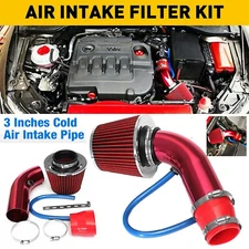 Red Performance 3" Universal Car Cold Air Intake Filter Induction Pipe Kit 76mm