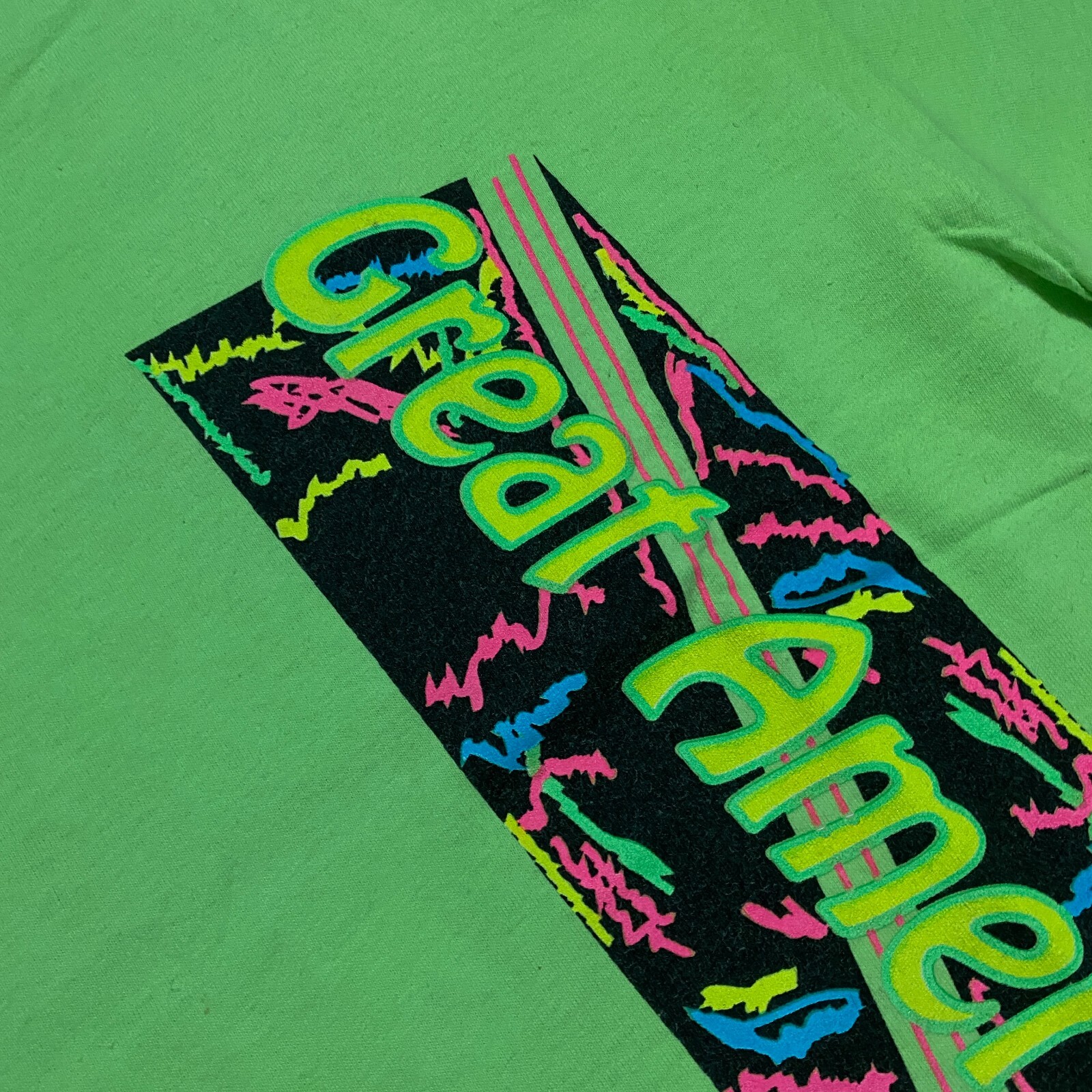 Vintage Six Flags Great America Mens T Shirt Large Green Retro 90s