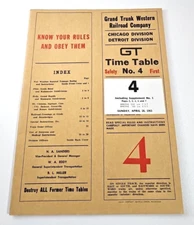Grand Trunk Western RR Co. - Detroit Division - Employee Timetable No. 4 - 1963