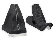 SCHALTMANSCHETTE HANDBREMSSACK FUR VOLVO XC70 FL 2005-2007 LEDER NAHT WEISS