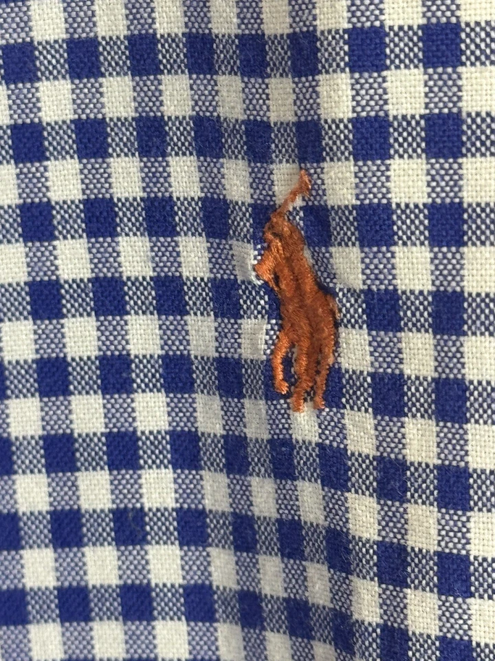 Camisa Ralph Lauren Azul a Cuadros Niños L-14-16 Manga Larga Con Botones Rosa Poni Foto 3 de 4