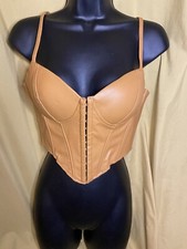 New juniors sz M Say What bralette bustier crop cami mustard faux leather brown