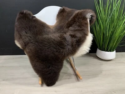 MODERN LUXURY HOMES Beautiful Natural Brown White Sheepskin Pelt Genuine Soft Pet Bed Throw Rug Deco