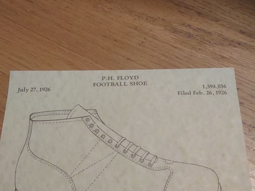 Vintage Football Shoe Patent 1926 By P.H. Floyd Copyright 1977 - Picture 2 of 4