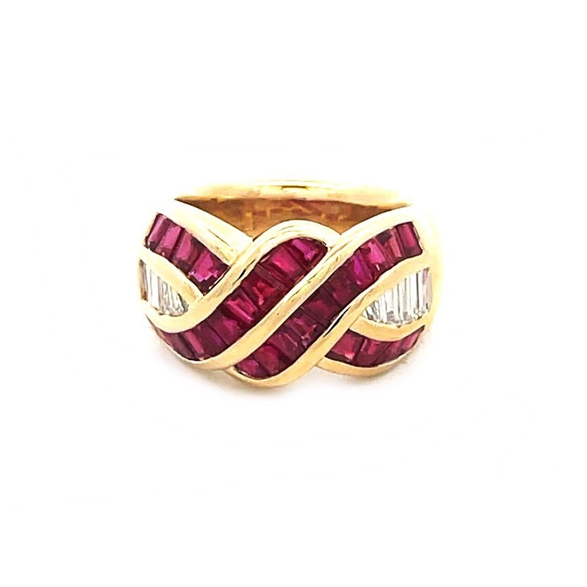 Kurt Wayne Ruby Gold Ring Diamond 18k Yellow 3.25… - image 1