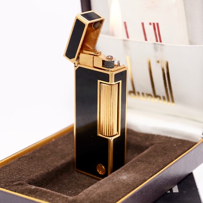 Dunhill Lighter Gold/Black Lacquer_Ultrasonically Cleaned_WORKING