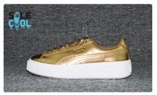 Womens Puma Basket Platform Luxe Leather Shoes Ermine 366687-02