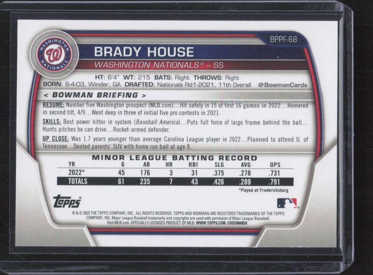 2023 Bowman 1st Edition Gold 12/50 #BPPF-68 Brady House RC
