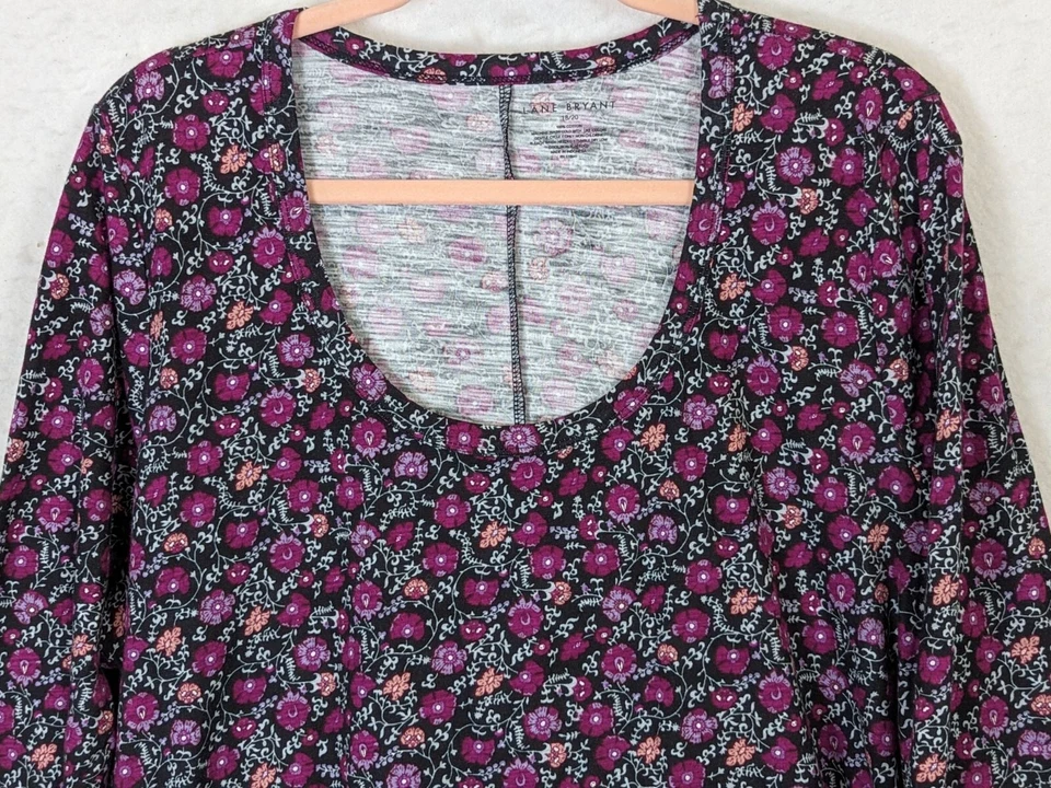 Top clásico púrpura manga larga Lane Bryant talla grande 20 algodón cuello corazón Foto 3 de 4