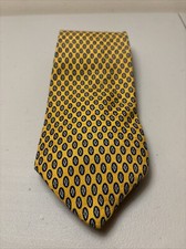 Geoffrey Beene Tie Yellow 57” Long Made In USA 100% Silk