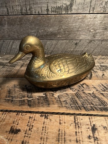 Contenedor de pato de latón de dos piezas que anidan juntos - Imagen 2 de 10