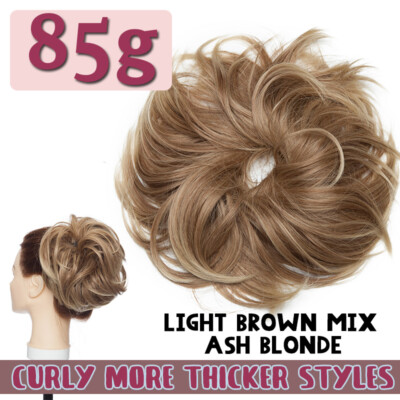 45g 7'' Thick Messy Bun Hair Piece Scrunchie Updo Wrap Hair Extensions Curly Wavy