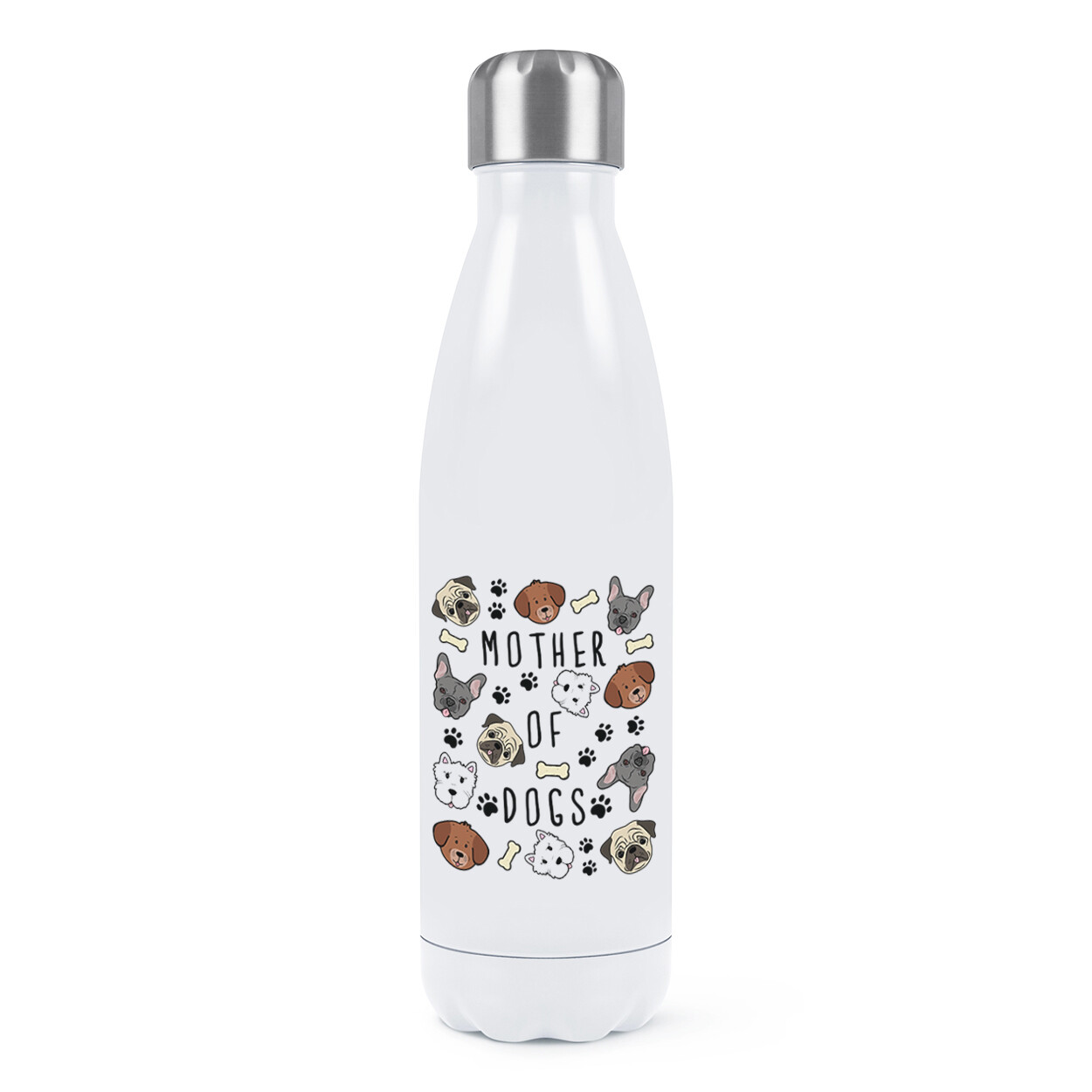 Mother Of Dogs Double Wall Water Bottle Crazy Lady Animal Lover Funny