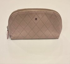 Chanel Bicolore Cosmetic Pouch Pink Leather CoCo Mark Used