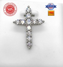 925 Sterling Silver CZ Cross Necklace Pendant 21mm