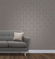 Image of Fine Decor Apex Geometric Metallic Wallpaper Trellis 10m 4 Colours