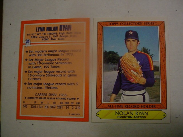 1985 # 32 Nolan Ryan Topps Collector Series Houston Astros
