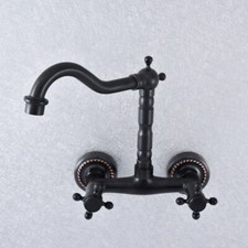 Black Oil Rubbed Brass Kitchen Faucet Bathroom Sink Mixer Tap Wall Mount ssf738