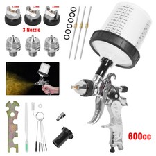 HVLP Lackierpistole Spritzpistole 3 Düsen 1,4 1,7 2,0mm mit 600 ml Mischbechern