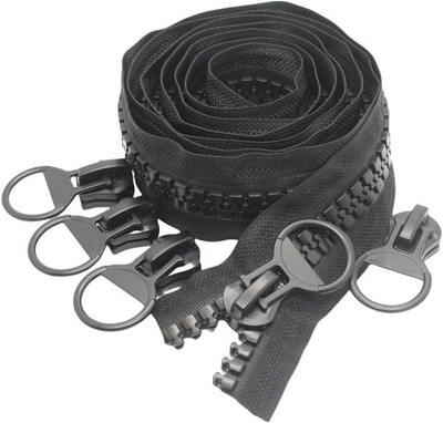 20 Super Large (Huge) Plastic Zipper Black Heavy Duty Zippers by The Yard Bulk 2