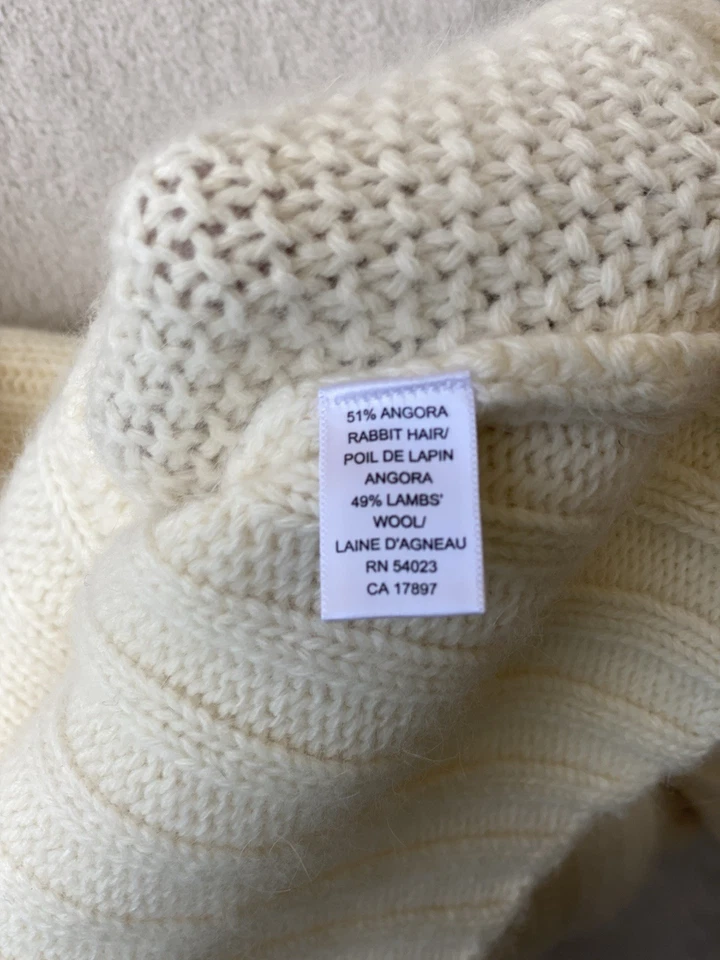 Женский винтажный свитер с водолазкой Banana Republic 03 цвета слоновой кости ангора шерсть вязаный кабель M - Изображение 4 из 4