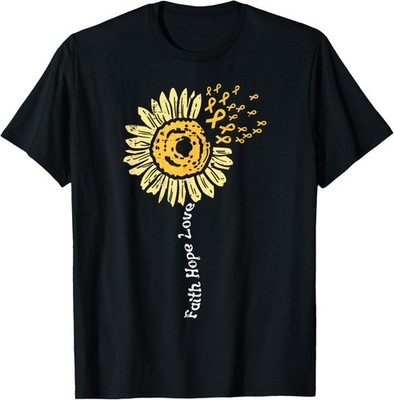 Sunflower Childhood Cancer Ribbon Faith Hope Love Awareness T-Shirt