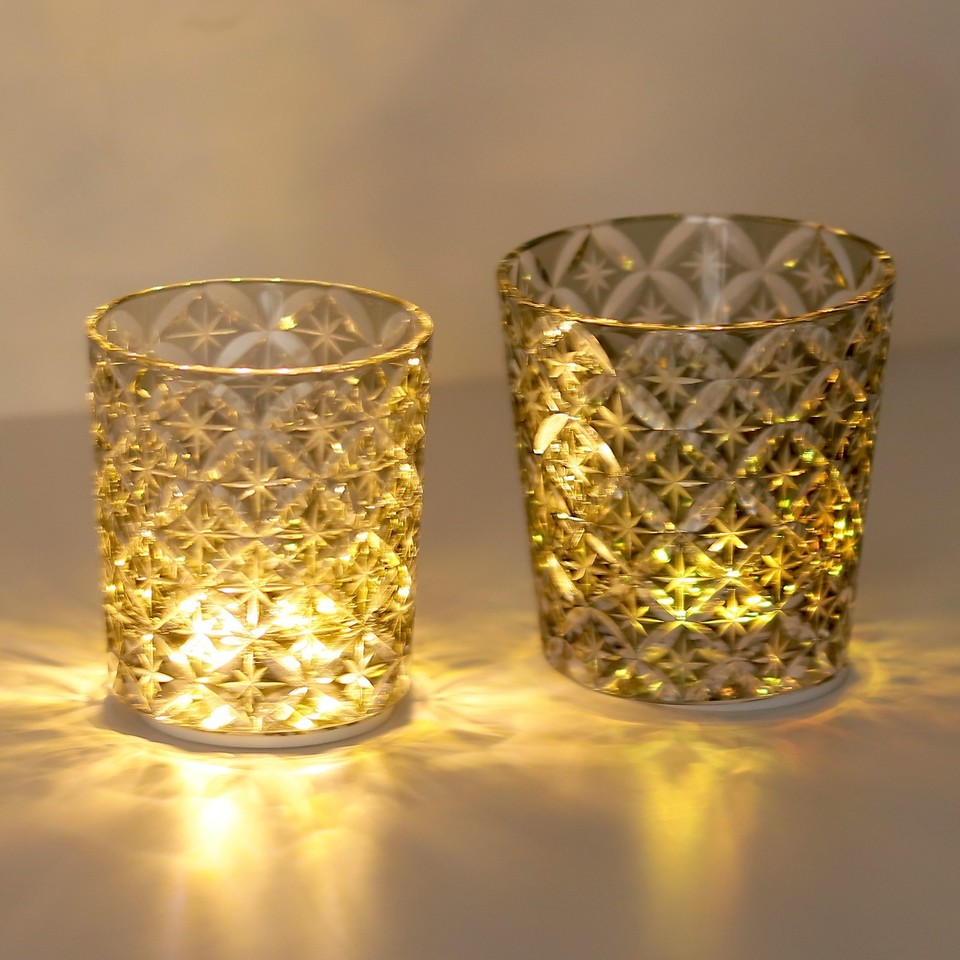 Vaso de whisky sake japonés Edo Kiriko hecho a mano - Taza de cristal corte premium con caja