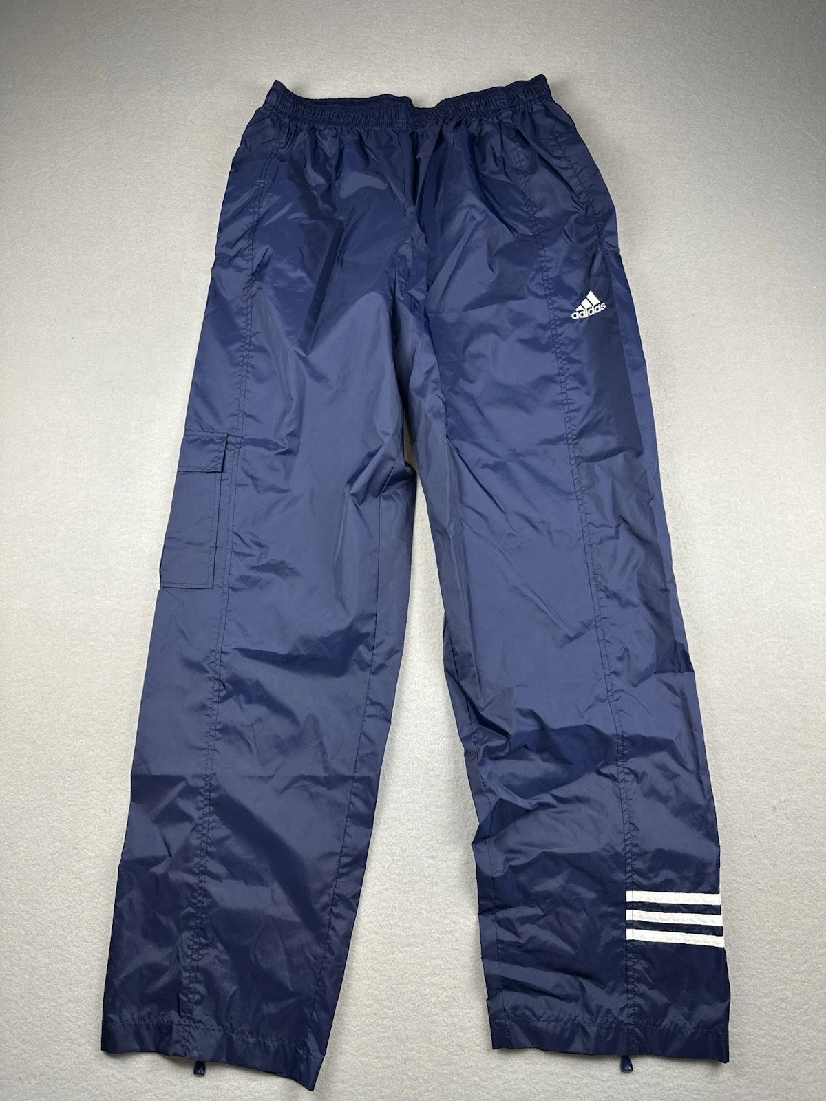 adidas Baggy Track Pants Mens XL Ankle Zip vtg Y2K 00s Dark Blue