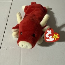 Snort The Red Bull 1995 TY Beanie Baby - Rare  Retired PVC Pellets - W/ Tags