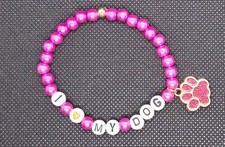 I LOVE MY DOG Bracelet - Pink Paw Charm