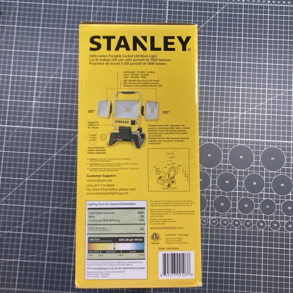 Stanley 5000-Lumen LED Work Light with Stand - Long-Lasting Integrated LED - Image 2 of 2