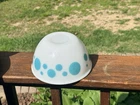 Vintage Hazel Atlas Turquoise Dots 7 inch Nesting Mixing Bowl
