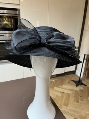 VINTAGE BRAUTMUTTER RENNEN HUT GROSSE SCHLEIFE SCHWARZ DERBY VIELSEITIG HOCHZEIT