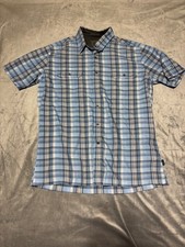 Kuhl Men Size L Eluxur Blue Plaid Short Sleeve Button Front Shirt